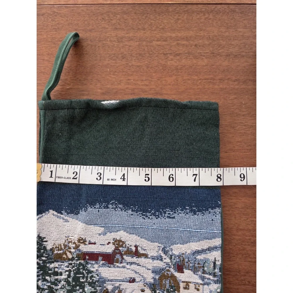 Two Tapestry Snowman Christmas Stockings Nostalgic Countryside Scene Pair